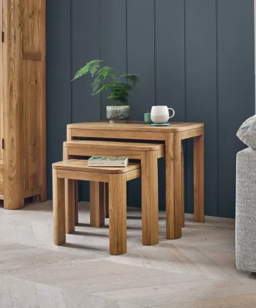 ROMSEY Nest of Tables Natural Solid Oak