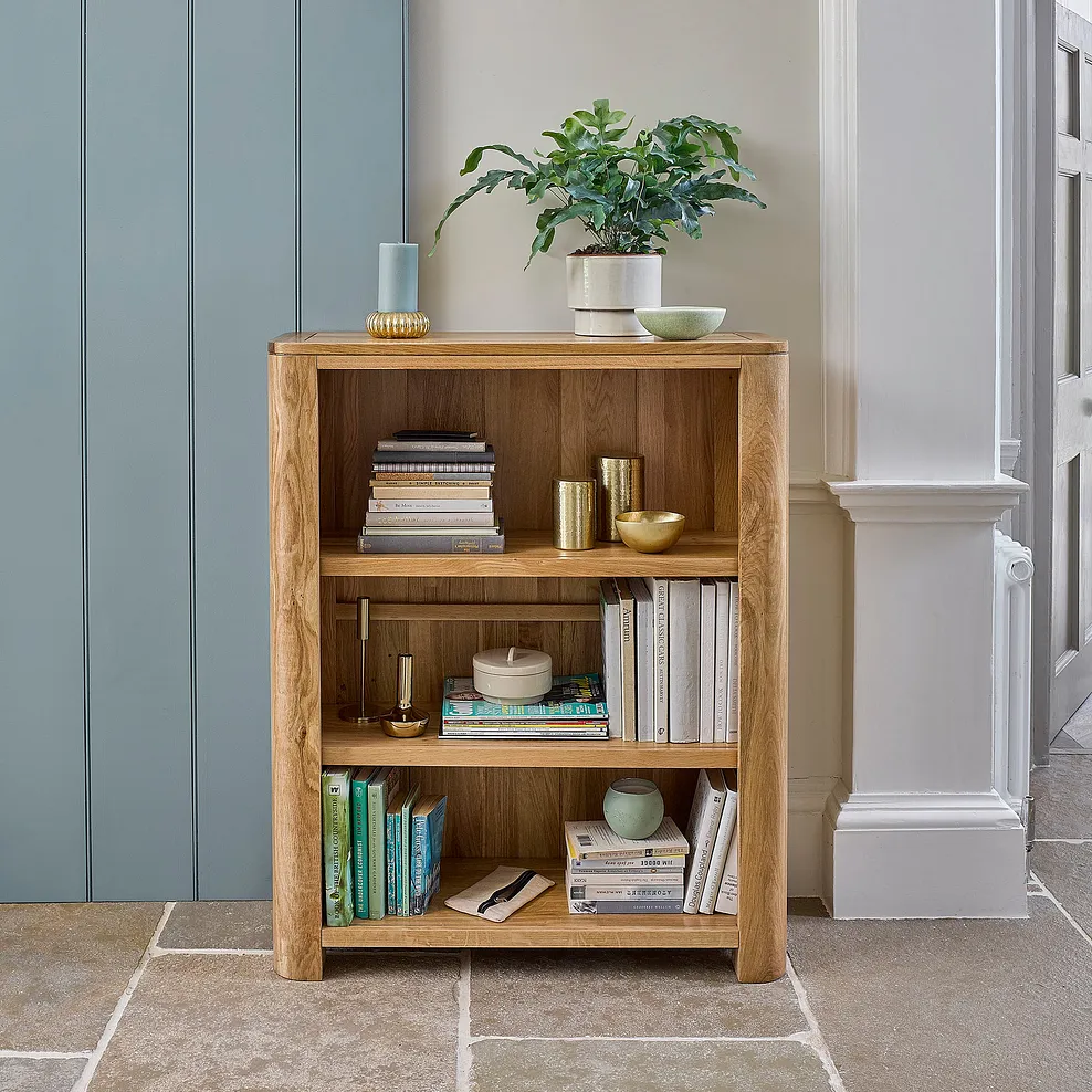 ROMSEY Small Bookcase Natural Solid Oak