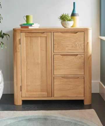 ROMSEY Storage Cabinet Natural Solid Oak