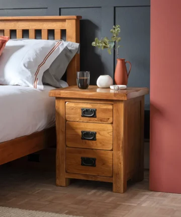 ORIGINAL RUSTIC 3 Drawer Bedside Table Rustic Solid Oak