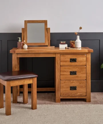 ORIGINAL RUSTIC 3 Drawer Dressing Table Rustic Solid Oak
