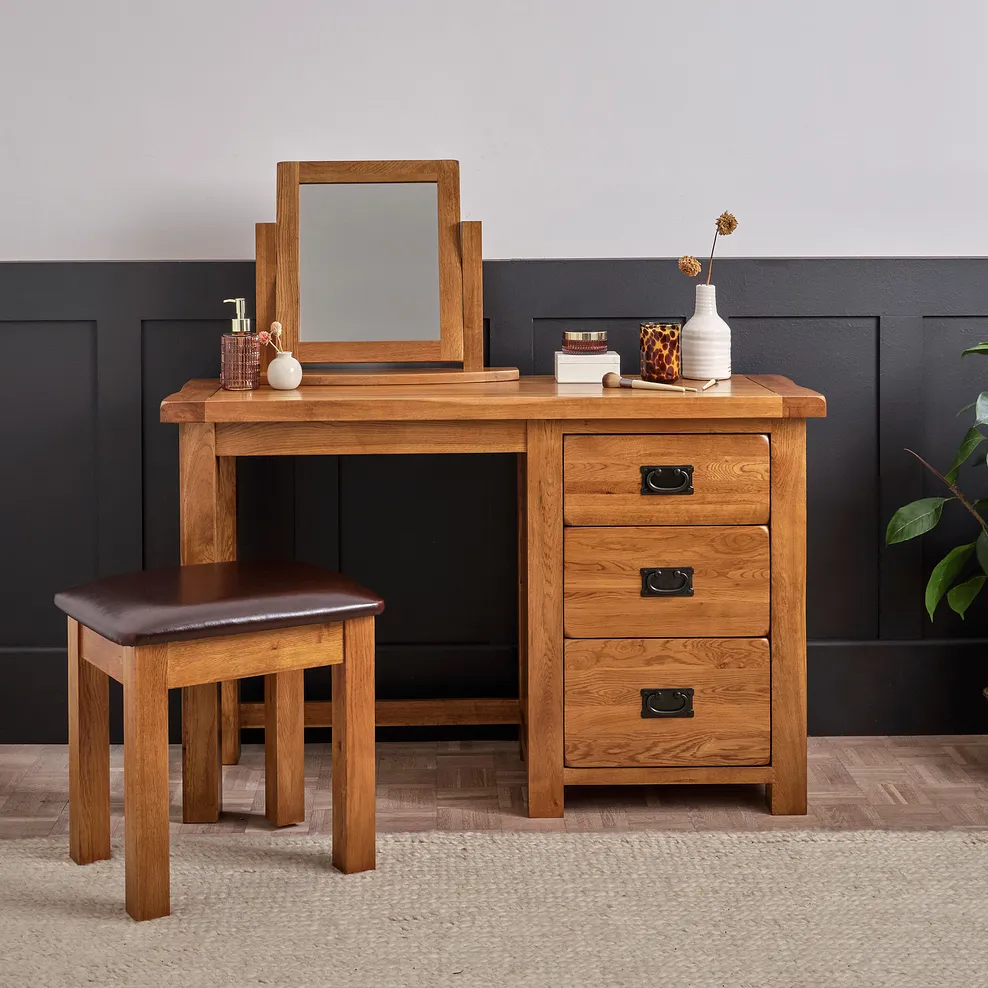 ORIGINAL RUSTIC 3 Drawer Dressing Table Rustic Solid Oak