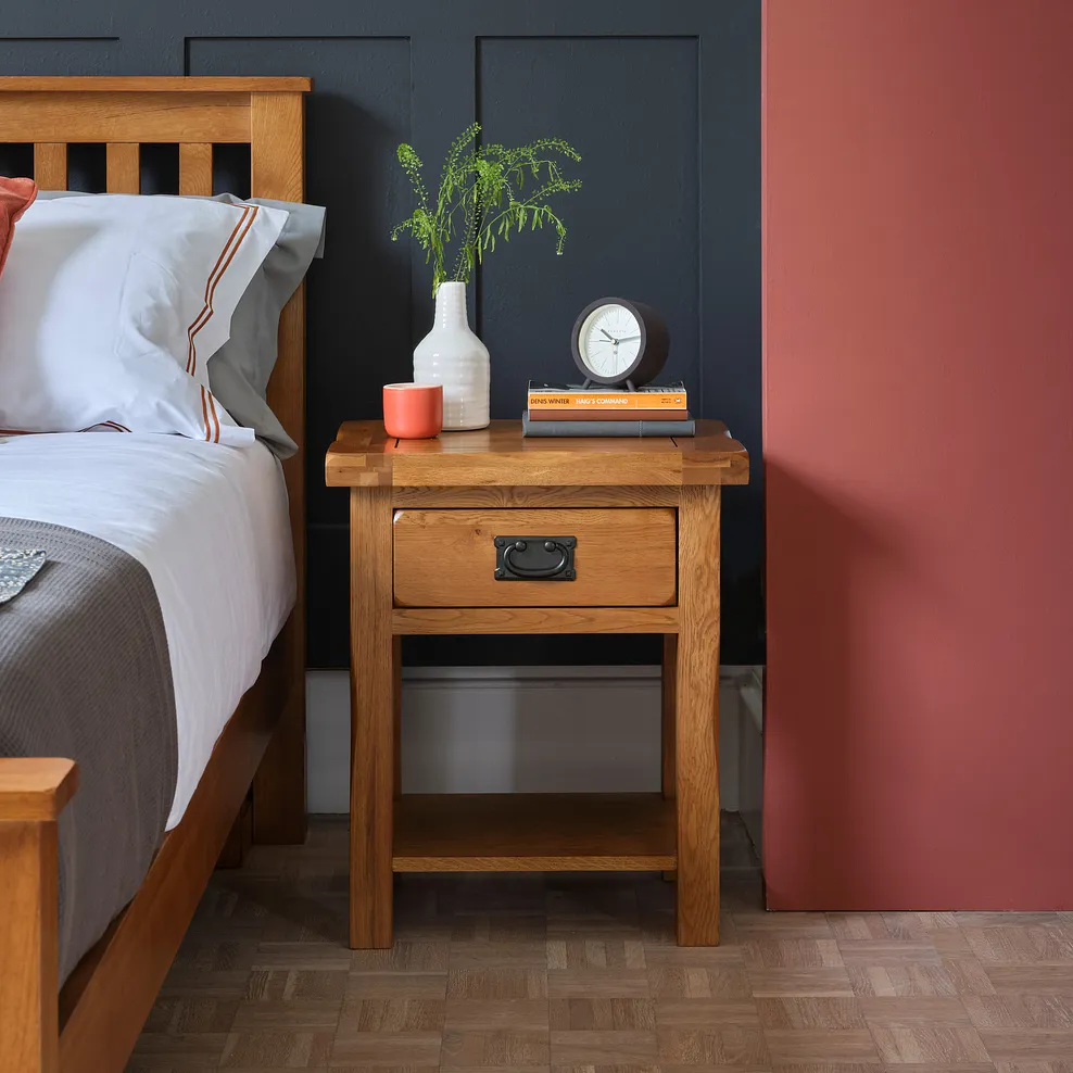 ORIGINAL RUSTIC 1 Drawer Bedside Table Rustic Solid Oak