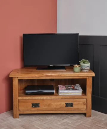 ORIGINAL RUSTIC Corner TV Unit Rustic Solid Oak