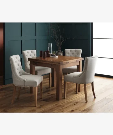 SHERWOOD 3ft Extending Dining Table with 4 Chairs Rustic Solid Oak