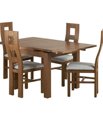 SHERWOOD 3ft Extending Dining Table with 4 Chairs Rustic Solid Oak