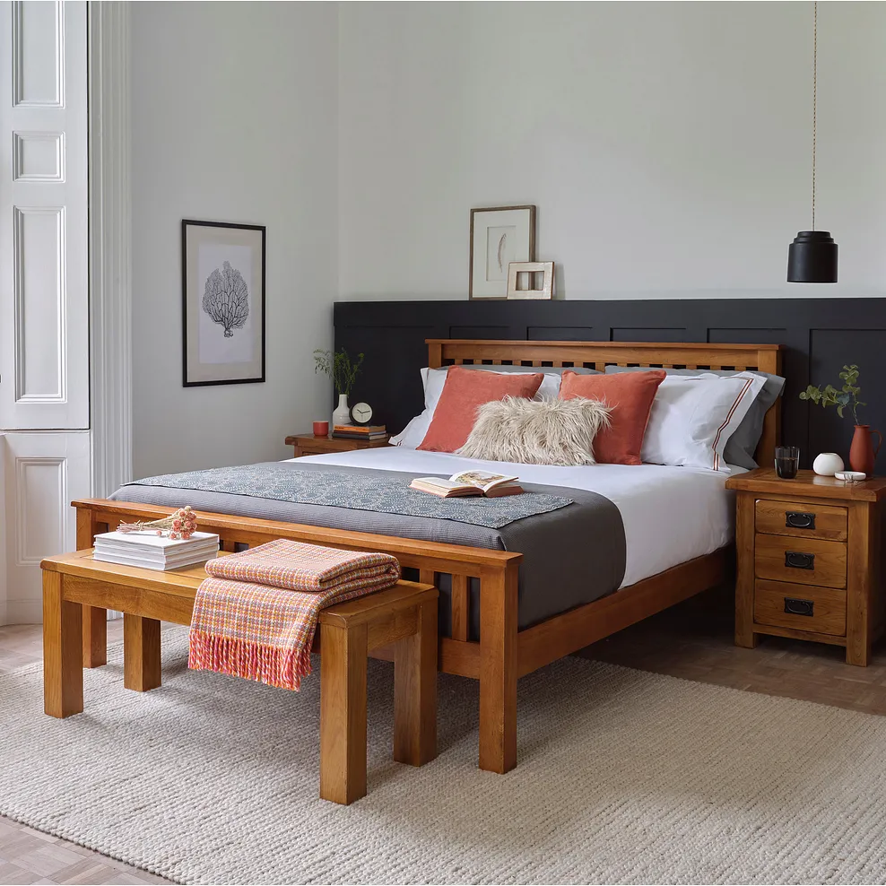 ORIGINAL RUSTIC King-Size Bed Rustic Solid Oak Frame