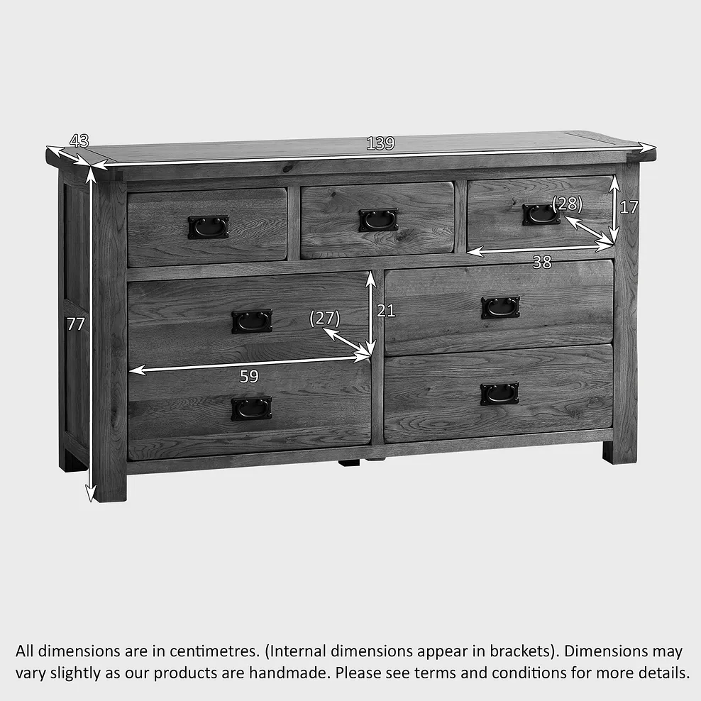 ORIGINAL RUSTIC 7 Drawer Chest Rustic Solid Oak - Image 4