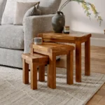 ORIGINAL RUSTIC Nest of Tables Rustic Solid Oak