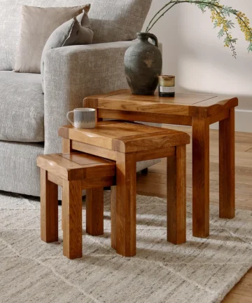 ORIGINAL RUSTIC Nest of Tables Rustic Solid Oak