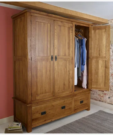 ORIGINAL RUSTIC Triple Wardrobe Rustic Solid Oak