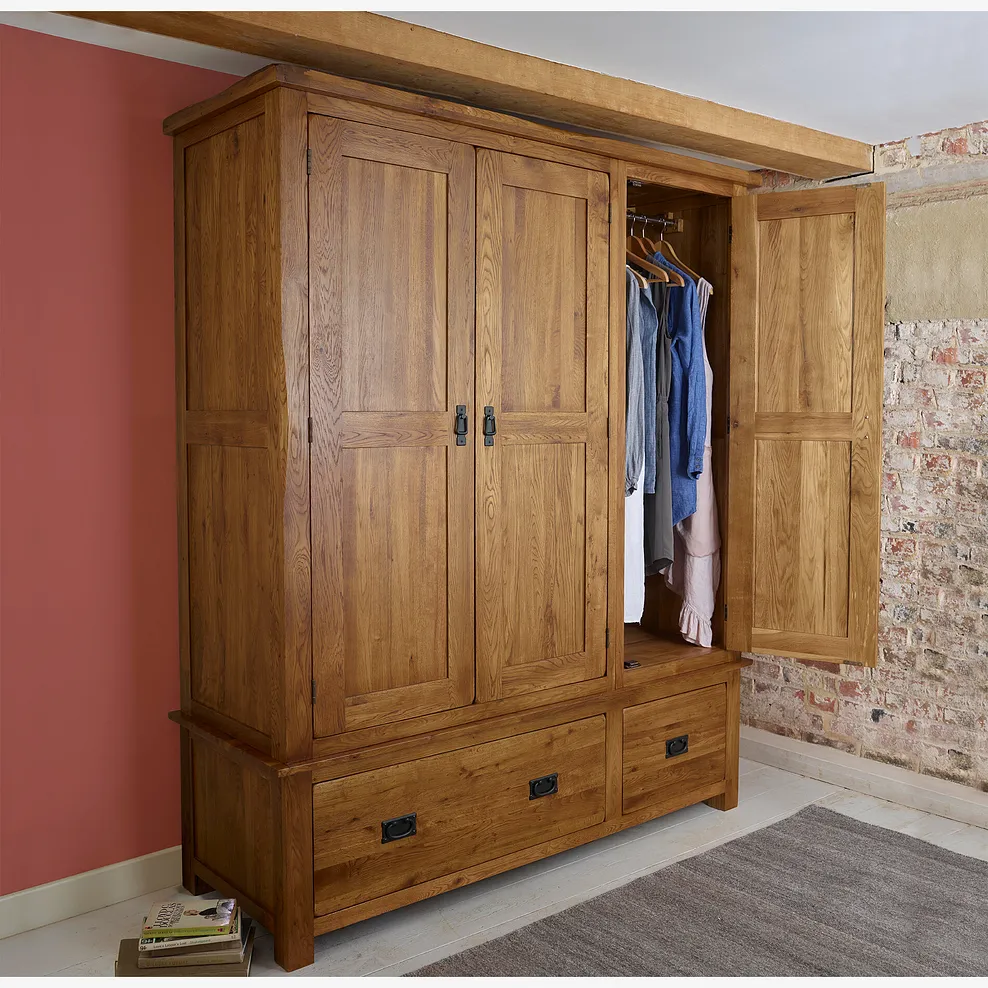 ORIGINAL RUSTIC Triple Wardrobe Rustic Solid Oak