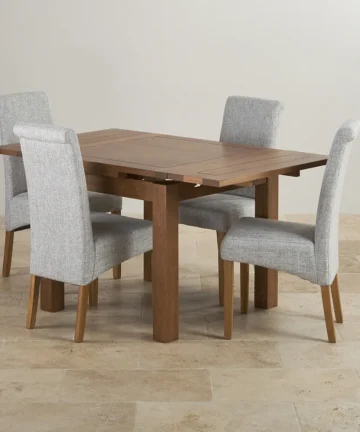 SHERWOOD 3ft Extending Dining Table with 4 Chairs Rustic Solid Oak