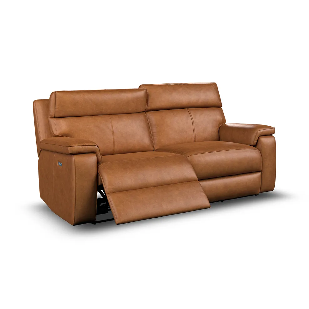 SELBY 3 Seater Electric Recliner Sofa with Power Headrest Virgo Cognac Leather - Image 4