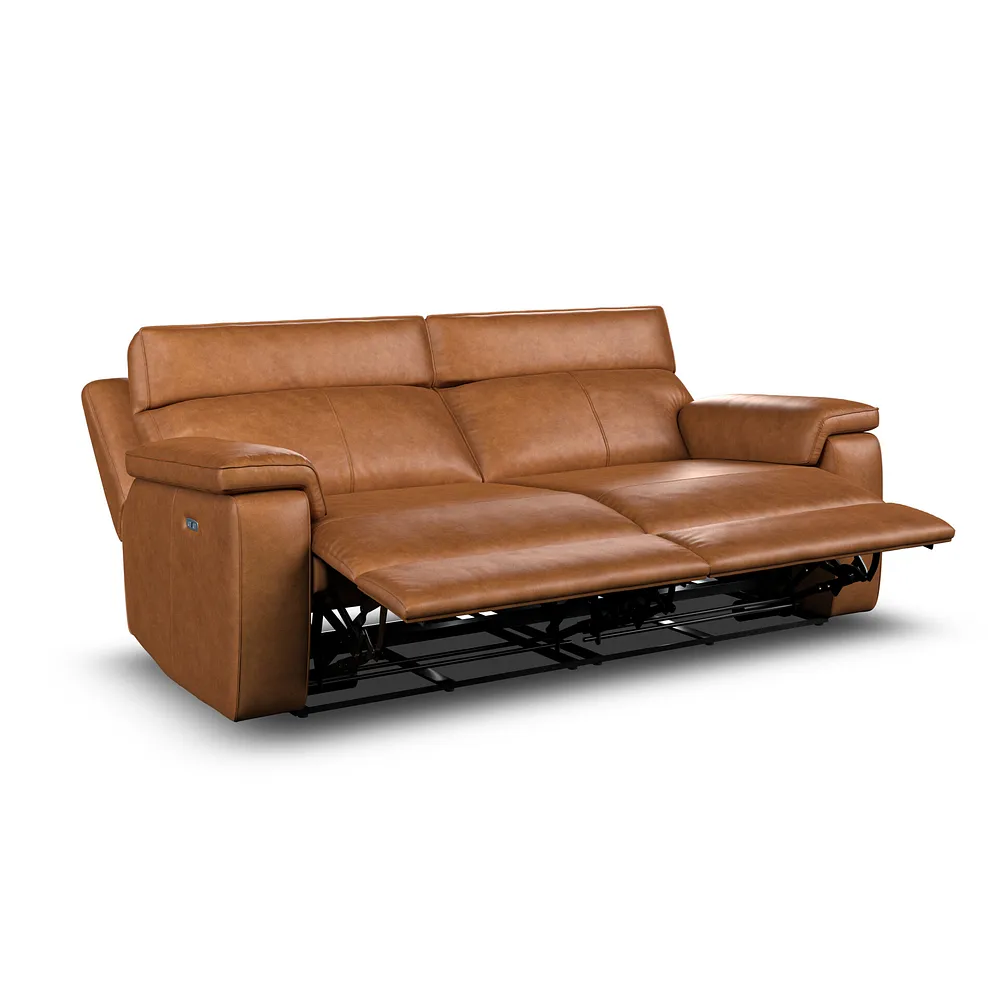 SELBY 3 Seater Electric Recliner Sofa with Power Headrest Virgo Cognac Leather - Image 6
