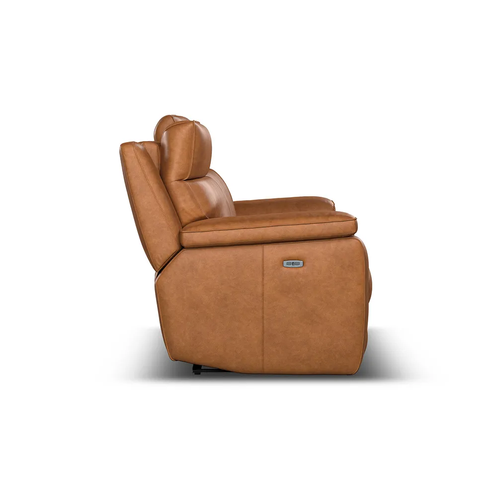 SELBY 3 Seater Electric Recliner Sofa with Power Headrest Virgo Cognac Leather - Image 9