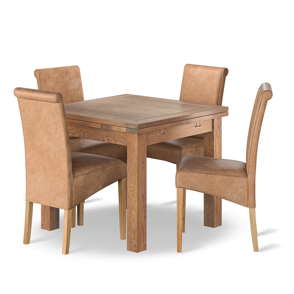 SHERWOOD 6ft Extending Dining Table with 4 Chairs Rustic Solid Oak - Image 2