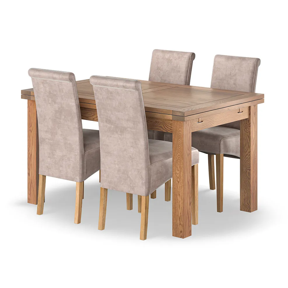SHERWOOD 4ft7" Extending Table with 4 Chairs Rustic Solid Oak - Image 2