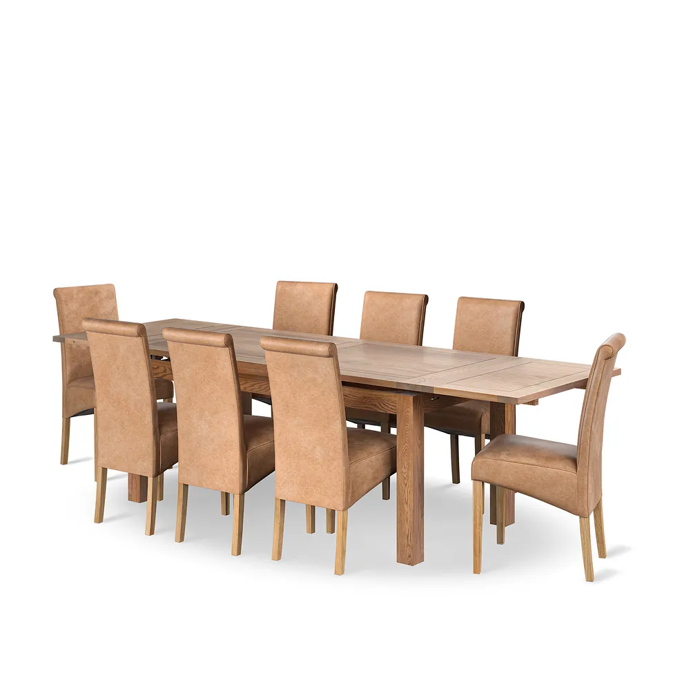 SHERWOOD 6ft Extending Dining Table with 8 Chairs Rustic Solid Oak - Image 2
