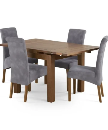 SHERWOOD 3ft Extending Dining Table with 4 Chairs Rustic Solid Oak