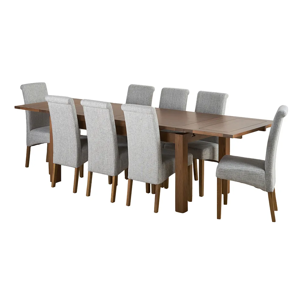 SHERWOOD 6ft x 3ft Extending Dining Table with 8 Chairs Rustic Solid Oak - Image 2