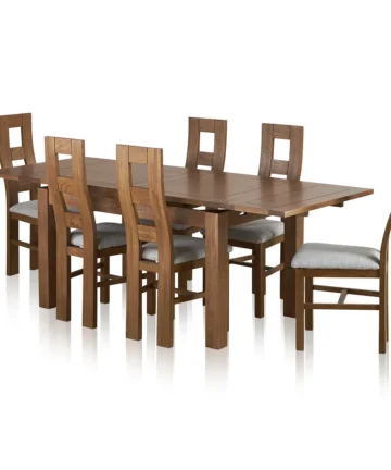 SHERWOOD 4ft 7" Extending Dining Table with 6 Chairs Rustic Solid Oak