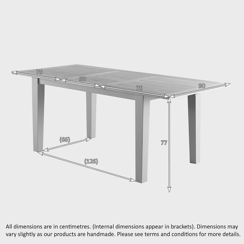 ST. IVES 5ft Extending Dining Table with 4 Chairs Natural Solid Oak & Grey Paint - Image 8