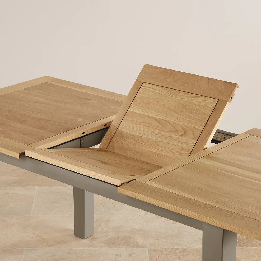 ST. IVES 5ft Extending Dining Table with 4 Chairs Natural Solid Oak & Grey Paint - Image 5