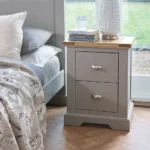 ST. IVES 2 Drawer Bedside Table Natural Solid Oak & Grey Paint