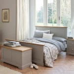 ST. IVES King-Size Bed Natural Solid Oak & Grey Paint