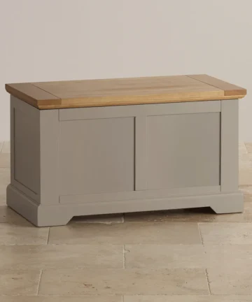 ST. IVES Blanket Box Natural Solid Oak & Grey Paint