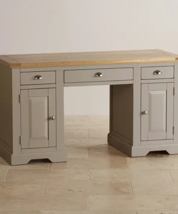 ST. IVES Desk Natural Solid Oak & Grey Paint