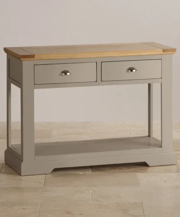 ST. IVES Console Table Natural Solid Oak & Grey Paint