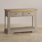 ST. IVES Console Table Natural Solid Oak & Grey Paint