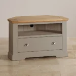 ST. IVES Corner TV Unit Natural Solid Oak & Grey Paint