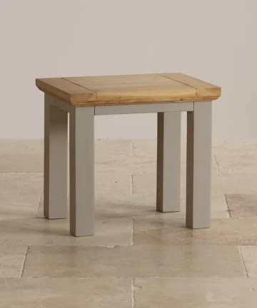 ST. IVES Dressing Table Stool Natural Solid Oak & Grey Paint