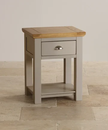 ST. IVES Side Table Natural Solid Oak & Grey Paint