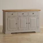 ST. IVES Large Sideboard Natural Solid Oak & Grey Paint