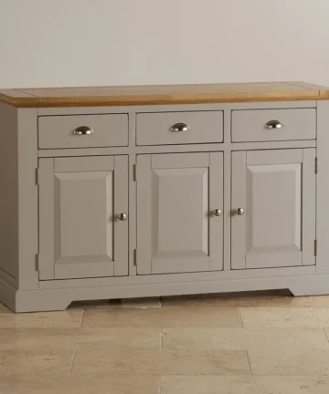 ST. IVES Large Sideboard Natural Solid Oak & Grey Paint