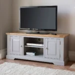 ST. IVES Large TV Unit Natural Solid Oak & Grey Paint