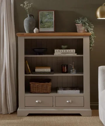 ST. IVES Small Bookcase Natural Solid Oak & Grey Paint