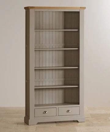 ST. IVES Tall Bookcase Natural Solid Oak & Grey Paint