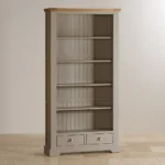 ST. IVES Tall Bookcase Natural Solid Oak & Grey Paint