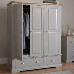 ST. IVES Triple Wardrobe Natural Solid Oak & Grey Paint