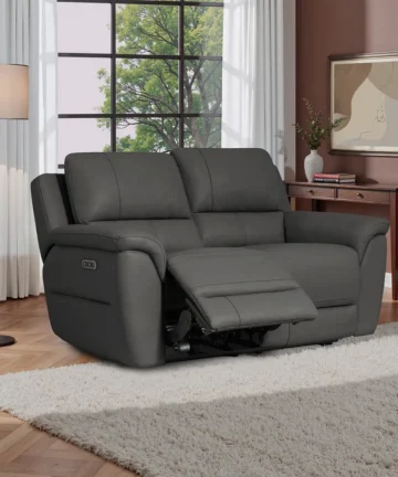 THEO 2 Seater Electric Recliner Sofa Elephant Grey Leather