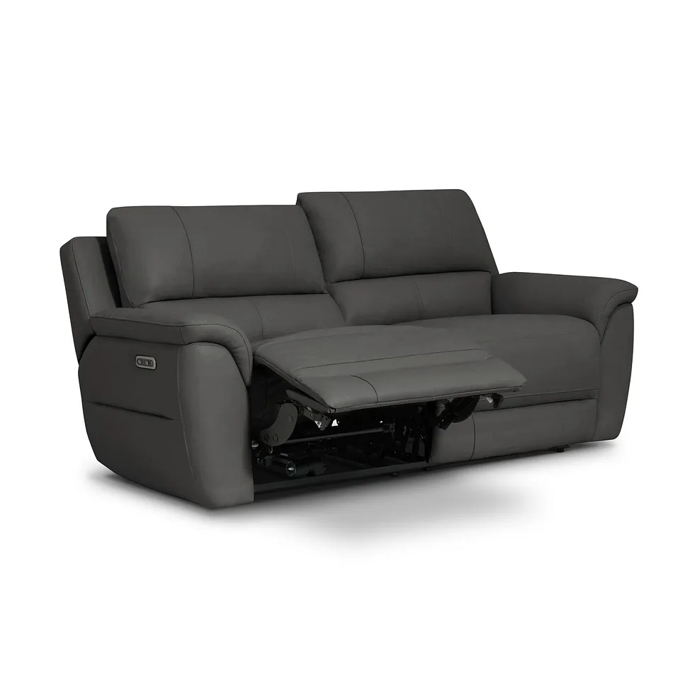 THEO 3 Seater Electric Recliner Sofa Elephant Grey Leather - Image 3