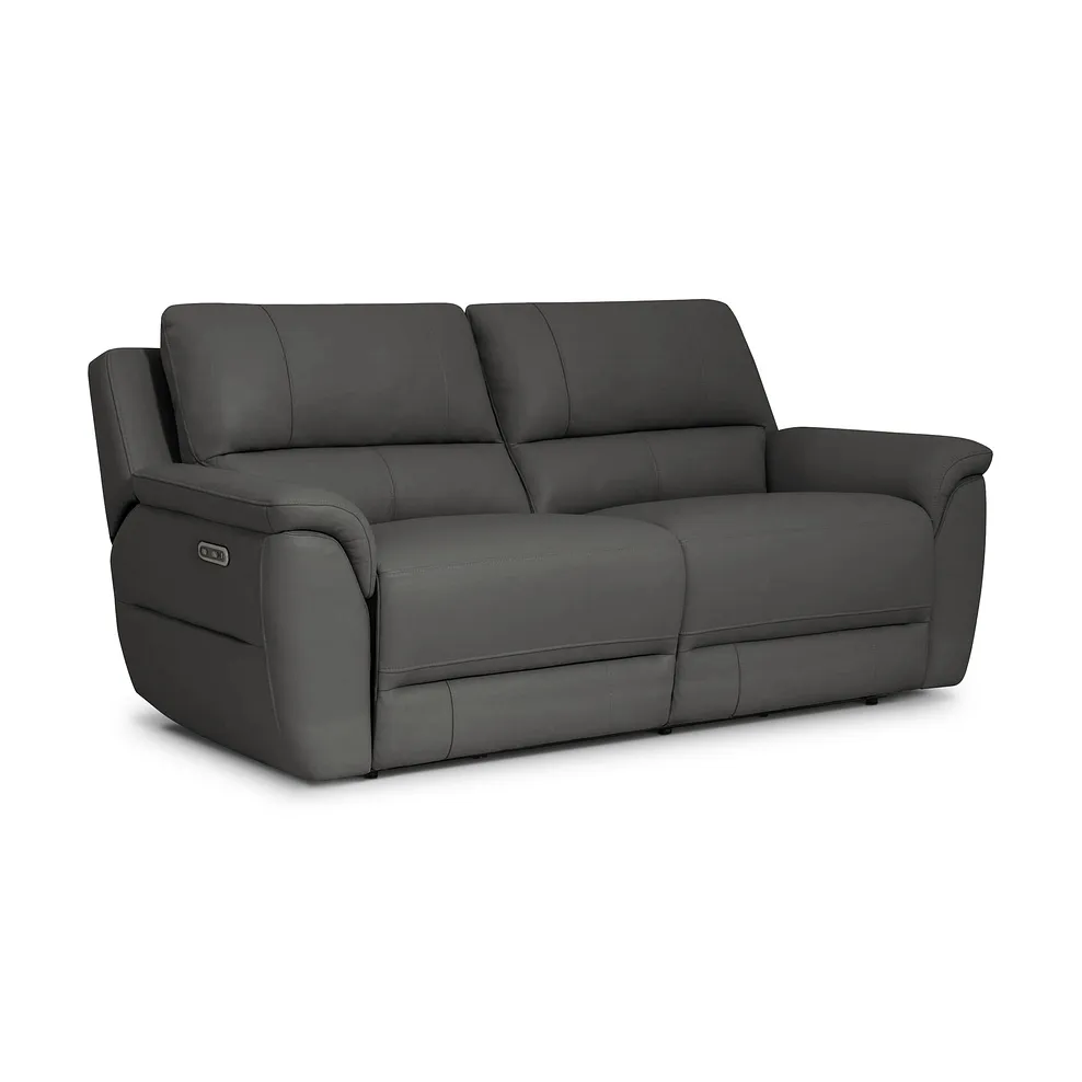 THEO 3 Seater Electric Recliner Sofa Elephant Grey Leather - Image 2