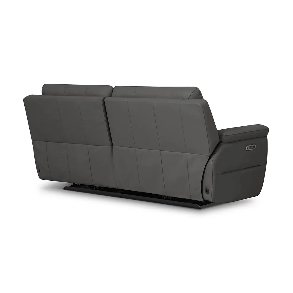 THEO 3 Seater Electric Recliner Sofa Elephant Grey Leather - Image 6