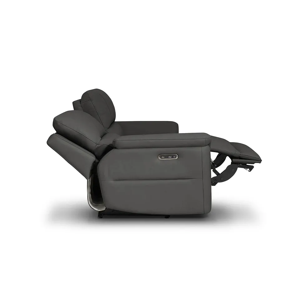 THEO 3 Seater Electric Recliner Sofa Elephant Grey Leather - Image 8