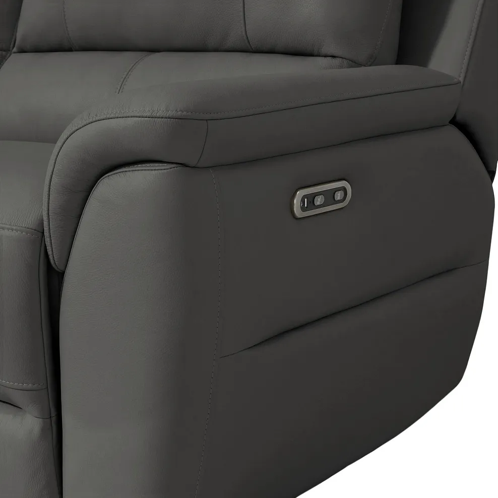 THEO 3 Seater Electric Recliner Sofa Elephant Grey Leather - Image 9